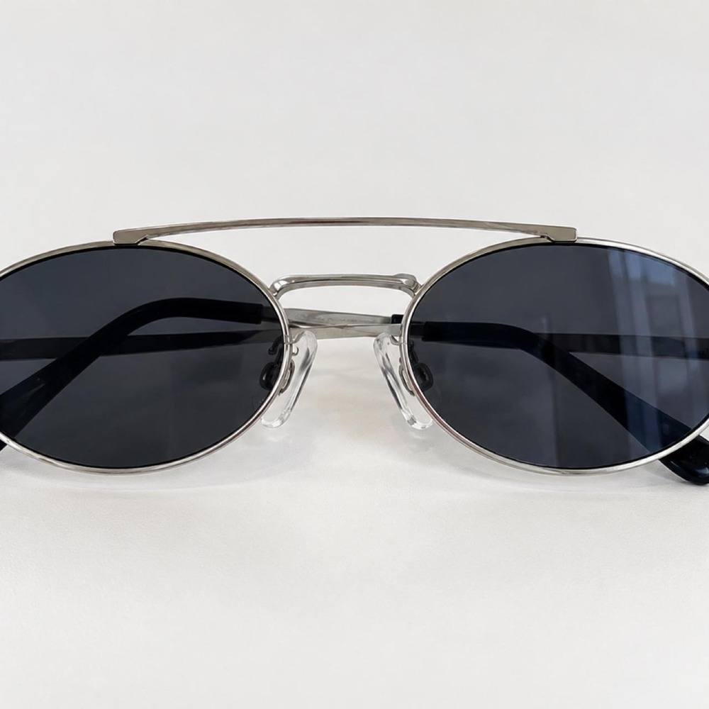 Silver Oval Double-Bridge Sunglasses
